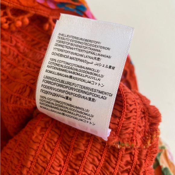 FARM Rio || Spring Bananas Smocked Mini Dress Pink Red XS - Picture 7 of 9